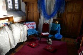 Bowl and jug of water for enactment of washing of feet